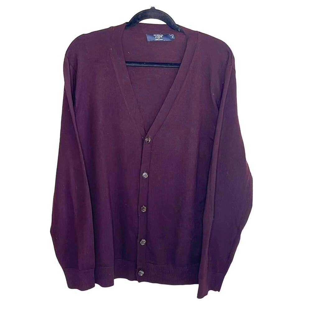 J. Crew Merino Wool V Neck Button Cardigan Purple Sweater Women’s Size XL